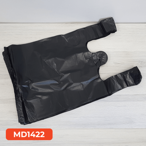 1/8 Black Medium T-Shirt Bags  HDPE