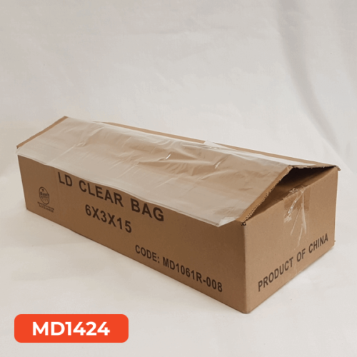 MD 6x3x15 R Clear Poly Bags LDPE