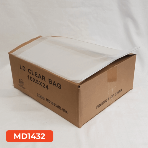 MD 10x8x24 HD 1.4 Clear Poly Bags LDPE