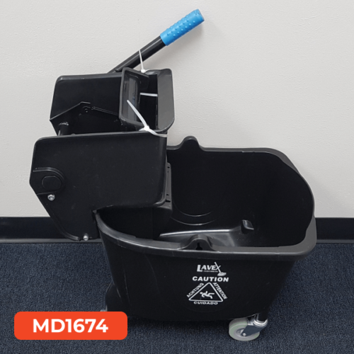 36 Qt Black Mop Bucket & Wringler Combo / Carrito Negro Mapeador